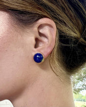 Vintage 14k Yellow Gold French Back Lapis Earrings