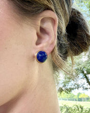 Vintage 14k Yellow Gold French Back Lapis Earrings
