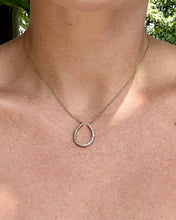 Vintage 14k Yellow Gold Diamond Horseshoe Necklace