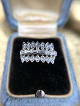 Vintage Retro Era Baguette Diamond Cocktail Ring 14K White Gold