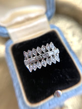 Vintage Retro Era Baguette Diamond Cocktail Ring 14K White Gold
