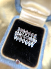 Vintage Retro Era Baguette Diamond Cocktail Ring 14K White Gold