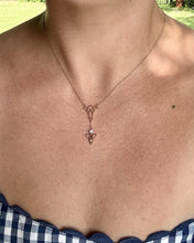 Vintage 10k Rose Gold Lavalier Diamond & Peral Necklace