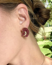 Vintage Ruby & Diamond 14k Yellow Gold French Back Earrings