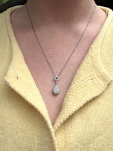 Contemporary Estate Teardrop Shaped Diamond Cluster Pendant 18K White Gold