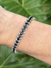 Vintage Sapphire & Diamond Tennis Bracelet 18K White Gold