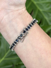 Vintage Sapphire & Diamond Tennis Bracelet 18K White Gold