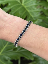 Vintage Sapphire & Diamond Tennis Bracelet 18K White Gold