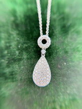 Contemporary Estate Teardrop Shaped Diamond Cluster Pendant 18K White Gold