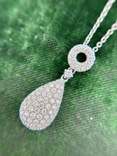 Contemporary Estate Teardrop Shaped Diamond Cluster Pendant 18K White Gold