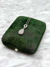Contemporary Estate Teardrop Shaped Diamond Cluster Pendant 18K White Gold