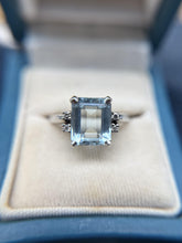 Vintage 2.5 Carat Aquamarine & Diamond Ring 14K White Gold