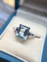 Vintage 2.5 Carat Aquamarine & Diamond Ring 14K White Gold