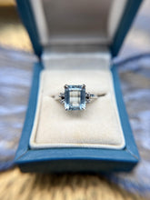 Vintage 2.5 Carat Aquamarine & Diamond Ring 14K White Gold