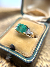 Vintage 3.01 Carat Colombian Emerald Ring GIA 14K Yellow Gold