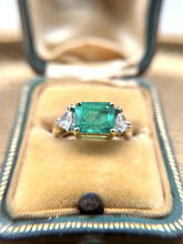 Vintage 3.01 Carat Colombian Emerald Ring GIA 14K Yellow Gold
