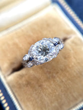 Vintage Art Deco 2.05 Carat Old European Cut Diamond Platinum Engagement Ring