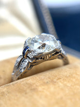 Vintage Art Deco 2.05 Carat Old European Cut Diamond Platinum Engagement Ring