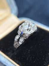 Vintage Art Deco 2.05 Carat Old European Cut Diamond Platinum Engagement Ring