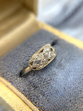 Vintage Dainty Old Mine Cut Diamond X Design Ring 14K Yellow Gold