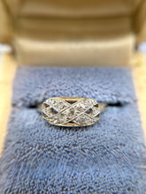 Vintage Dainty Old Mine Cut Diamond X Design Ring 14K Yellow Gold