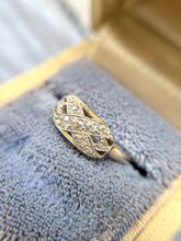Vintage Dainty Old Mine Cut Diamond X Design Ring 14K Yellow Gold