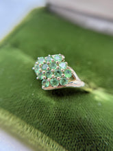Vintage Peridot Cluster Ring 14K Yellow Gold