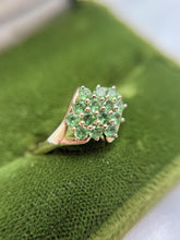 Vintage Peridot Cluster Ring 14K Yellow Gold