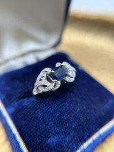 Vintage Sapphire Cocktail Ring 18K White Gold