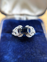 Vintage Sapphire Cocktail Ring 18K White Gold