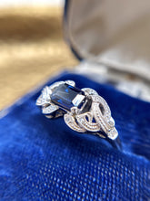 Vintage Sapphire Cocktail Ring 18K White Gold