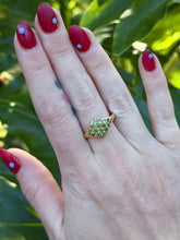 Vintage Peridot Cluster Ring 14K Yellow Gold