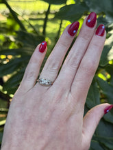 Vintage Dainty Old Mine Cut Diamond X Design Ring 14K Yellow Gold