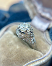Vintage Art Deco 1.37 Carat Old European Diamond & Sapphire Engagement Ring GIA