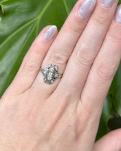 Vintage Art Deco Elongated 18k White Gold Diamond Cocktail Ring