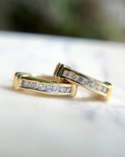 Vintage Diamond Huggie Earrings 14K Yellow Gold