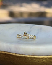 Vintage Diamond Huggie Earrings 14K Yellow Gold