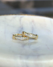 Vintage Diamond Huggie Earrings 14K Yellow Gold