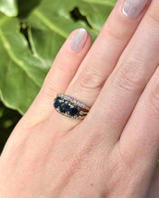 Vintage Retro Sapphire & Diamond 14k Yellow Gold Ring