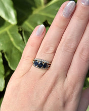 Vintage Retro Sapphire & Diamond 14k Yellow Gold Ring