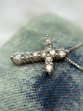 Dainty Platinum Diamond Cross & Chain 0.5 Carat