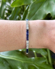 Vintage Platinum Sapphire & Diamond Tennis Bracelet