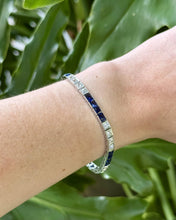 Vintage Platinum Sapphire & Diamond Tennis Bracelet