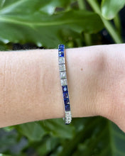 Vintage Platinum Sapphire & Diamond Tennis Bracelet
