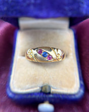 Vintage Edwardian Ruby & Sapphire 18k Yellow Gold Ring