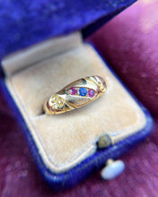 Vintage Edwardian Ruby & Sapphire 18k Yellow Gold Ring
