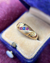 Vintage Edwardian Ruby & Sapphire 18k Yellow Gold Ring