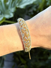 Two Toned Diamond Filigree Style Bangle Bracelet 14K Gold