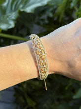Two Toned Diamond Filigree Style Bangle Bracelet 14K Gold