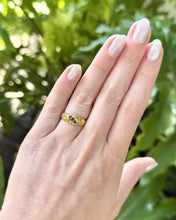 Vintage Edwardian Ruby & Sapphire 18k Yellow Gold Ring